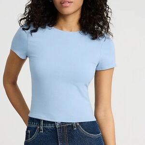 Express Light Blue Body Countour Crop Crewneck Cotton Baby Tee Size XS